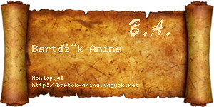 Bartók Anina névjegykártya